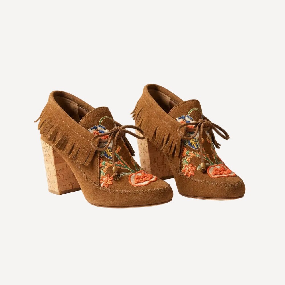 Tory Burch Huntington Fringe Suede Beaded Bootie Sz 8